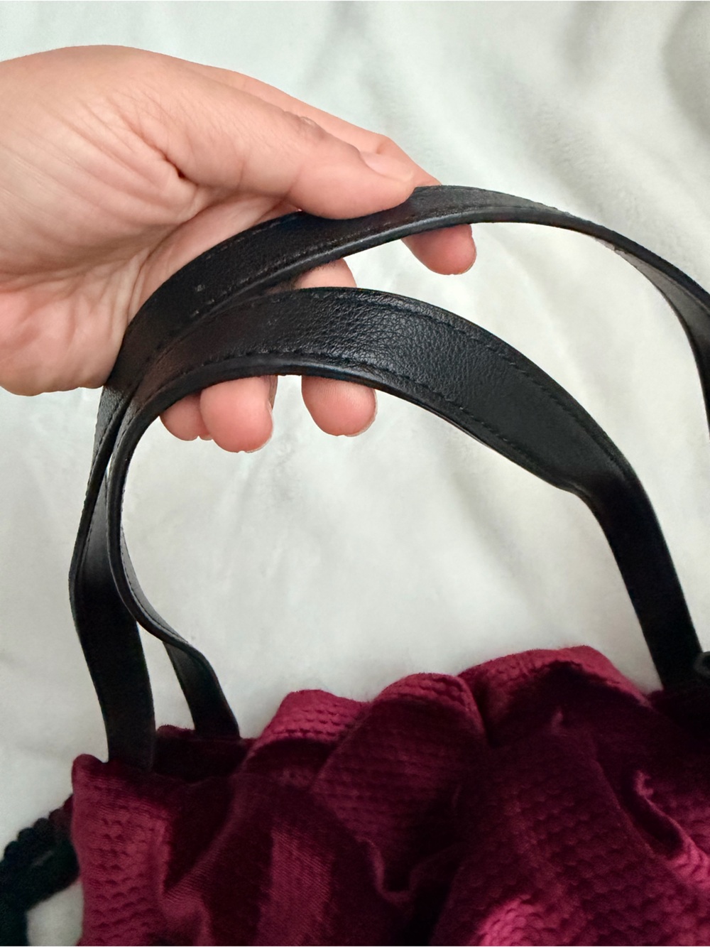 See By Chloe Burgundy Velvet Drawstring shoulder Bag - Picture 5 of 9